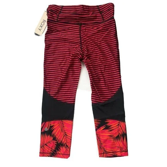 Roxy Women's Relay Running Active Dry Flight Striped Capri Pants Size S M BCH4 - Picture 10 of 11